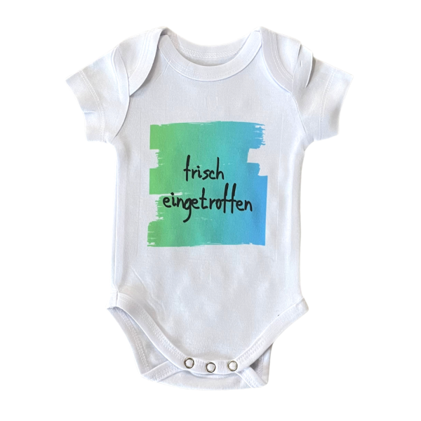 Baby-Kurzarm-Body "frisch eingetroffen"